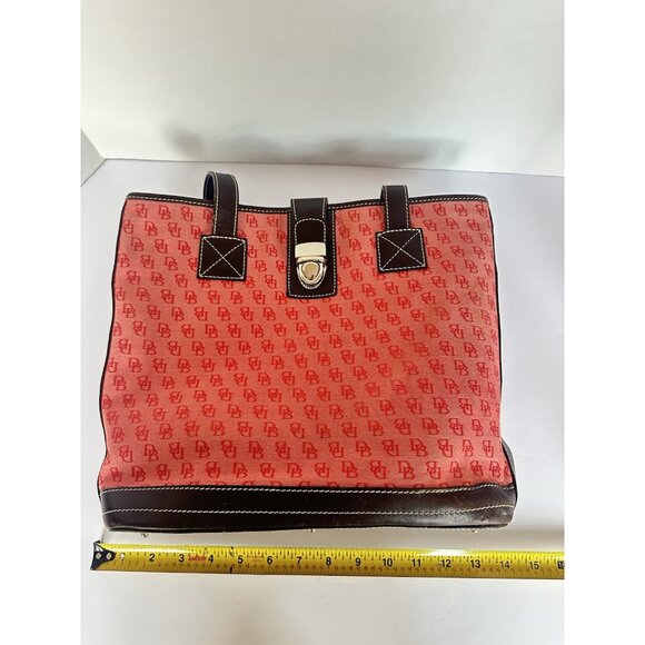 Dooney & Bourke Shoulder Bag Pink Red Canvas Sign. Logo Leather Trim Mean Girls - Picture 12 of 14
